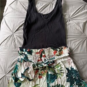 SHEIN Black and Floral Jumpsuit